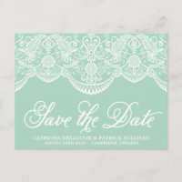 Mint Brocade Lace Save the Date Briefkaart