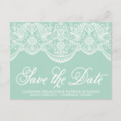 Mint Brocade Lace Save the Date Briefkaart (Voorkant)