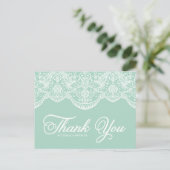 Mint Brocade Lace Wedding Bedankt Briefkaart (Staand voorkant)