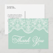 Mint Brocade Lace Wedding Bedankt Briefkaart (Voorkant / Achterkant)