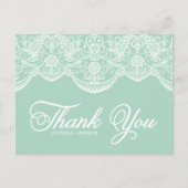 Mint Brocade Lace Wedding Bedankt Briefkaart (Voorkant)