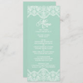 Mint Brocade Lace Wedding Menu Kaart (Voorkant / Achterkant)