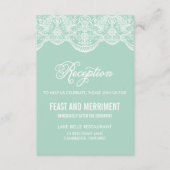 Mint Brocade Lace Wedding Reception Informatiekaartje (Voorkant)