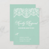 Mint Brocade Lace Wedding RSVP Kaart (Voorkant / Achterkant)