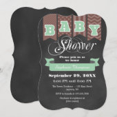 Mint Brown Chalkboard Flag Baby shower Invite Kaart (Voorkant / Achterkant)