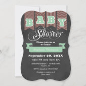Mint Brown Chalkboard Flag Baby shower Invite Kaart (Voorkant)