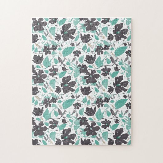 Mint Brown Flower Blossom Legpuzzel (Verticaal)