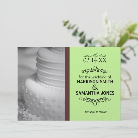 Mint & Brown Save the Date Huwelijksaankondigingen Kaart (Staand voorkant)