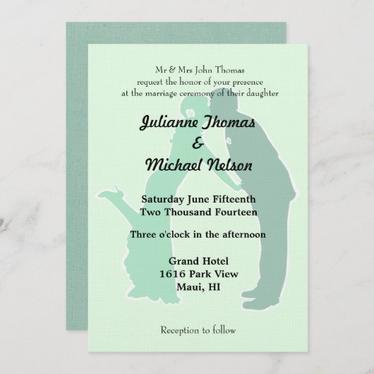 Mint bruid en bruidegom bruiloft kaart (Voorkant / Achterkant)