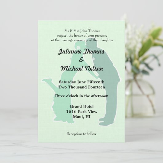 Mint bruid en bruidegom bruiloft kaart (Staand voorkant)