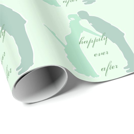 Mint bruid en bruidegom cadeaupapier (Rol Hoek)