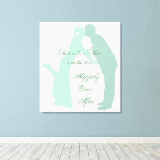 Mint bruid en bruidegom canvas afdruk (Insitu (Houten vloer))