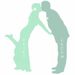 Mint bruid en bruidegom fotobeeldje ornament<br><div class="desc">Munt bruid en bruidegom gepersonaliseerd met naam sculptuur</div>
