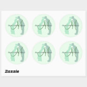 Mint bruid en bruidegom ronde sticker (Vel)