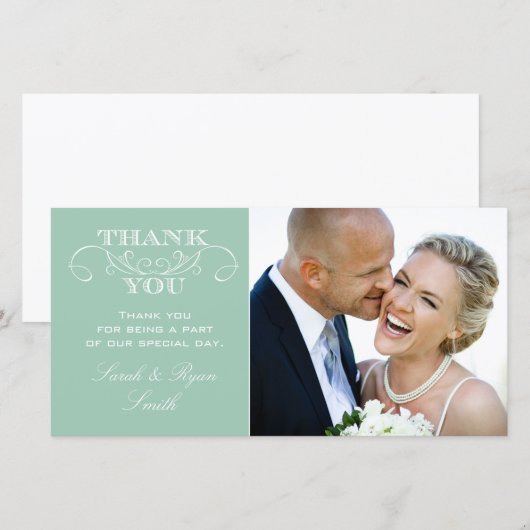 Mint bruiloft foto Dank u kaarten (Voorkant / Achterkant)