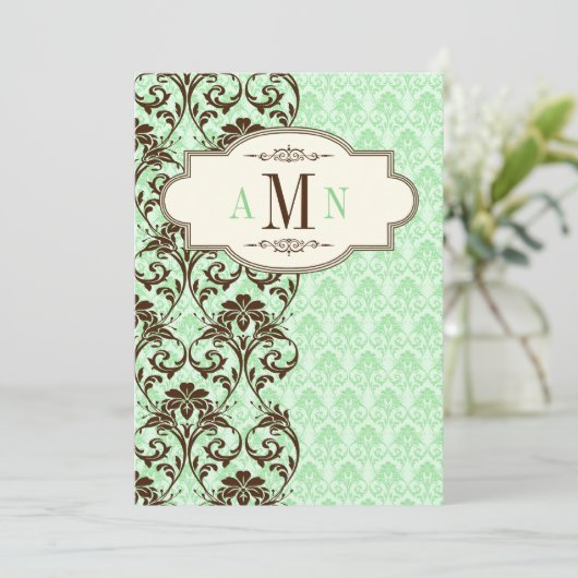 Mint, Bruin Scroll Brouwerij Uitnodiging (Staand voorkant)