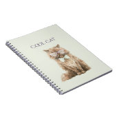 Mint Bruine Cool Cat Bril   Notitieboek (Rechterzijde)