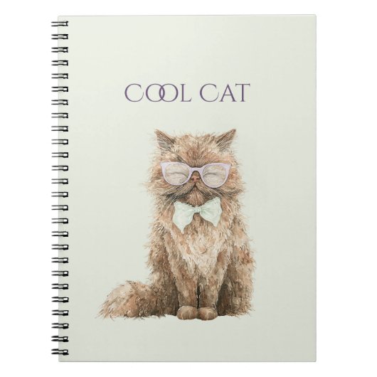 Mint Bruine Cool Cat Bril   Notitieboek (Voorkant)