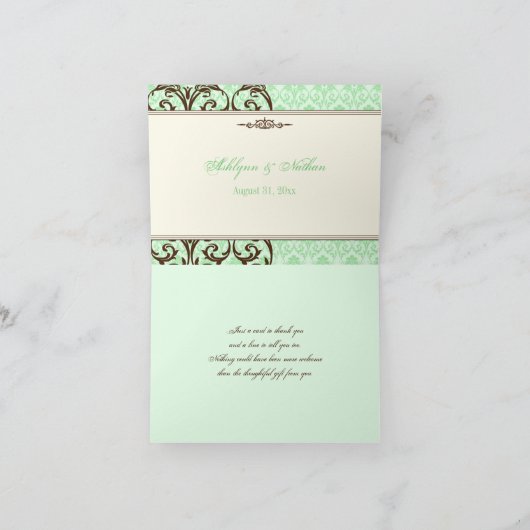 Mint, bruine scrollers Dank u wel Bedankkaart (Binnen)