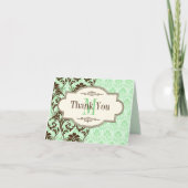 Mint, bruine scrollers Dank u wel Bedankkaart (Voorkant)