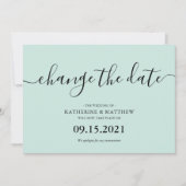 Mint Brush Typography Rescheduled Wedding Save The Date (Voorkant)