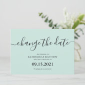 Mint Brush Typography Rescheduled Wedding Save The Date (Staand voorkant)