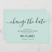 Mint Brush Typography Rescheduled Wedding Save The Date (Voorkant / Achterkant)