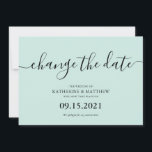 Mint Brush Typography Rescheduled Wedding Save The Date<br><div class="desc">De stijlvolle Moderne Bieden van het Manuscript veranderen de Datum sparen het ontwerp van de Datum.</div>