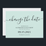 Mint Brush Typography Rescheduled Wedding Save The Date<br><div class="desc">De stijlvolle Moderne Bieden van het Manuscript veranderen de Datum sparen het ontwerp van de Datum.</div>