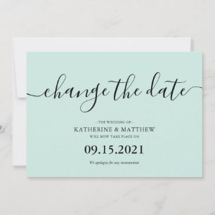 Mint Brush Typography Rescheduled Wedding Save The Date