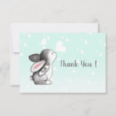 Mint bunny hart confetti plat dank u kaart (Voorkant)