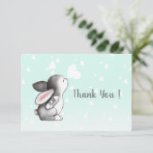 Mint bunny hart confetti plat dank u kaart (Staand voorkant)