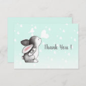 Mint bunny hart confetti plat dank u kaart (Voorkant / Achterkant)