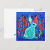 Mint Bunny Mini Art Print Invitation Kaart (Voorkant / Achterkant)