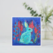 Mint Bunny Mini Art Print Invitation Kaart (Staand voorkant)