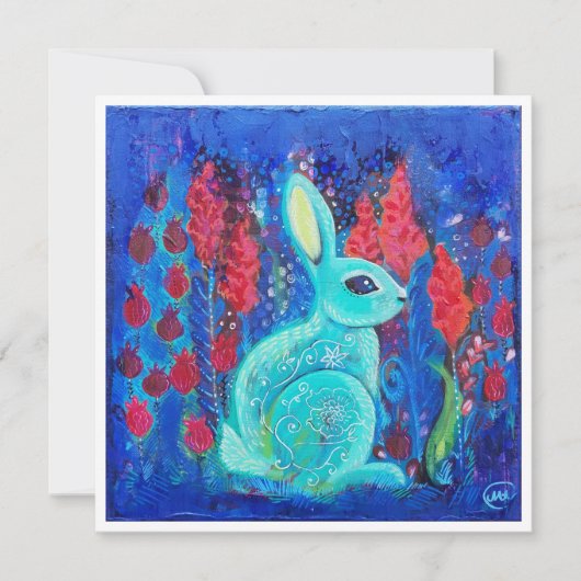 Mint Bunny Mini Art Print Invitation Kaart (Voorkant)