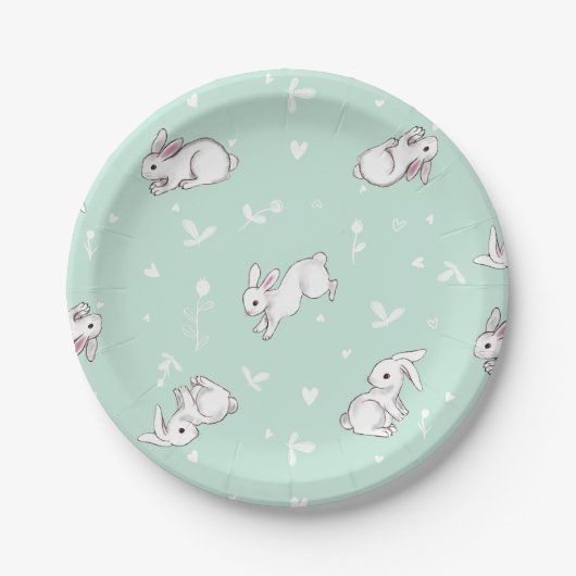 Mint Bunny Papier Borden Papieren Bordje (Voorkant)