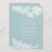 Mint Burlap en Lace Wedding Kaart (Voorkant / Achterkant)