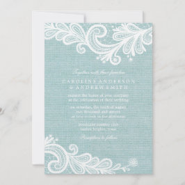 Mint Burlap en Lace Wedding Kaart