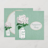 Mint Burlap, Mason Jar & Hydrangea Verloving Kaart (Voorkant / Achterkant)