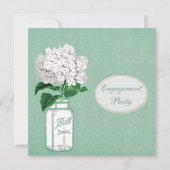 Mint Burlap, Mason Jar & Hydrangea Verloving Kaart (Voorkant)