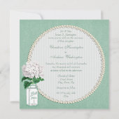 Mint Burlap, Mason Jar & Hydrangea Wedding Kaart (Achterkant)