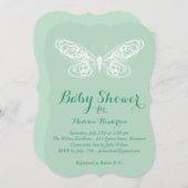 Mint Butterfly Baby shower Invitation Kaart (Voorkant / Achterkant)