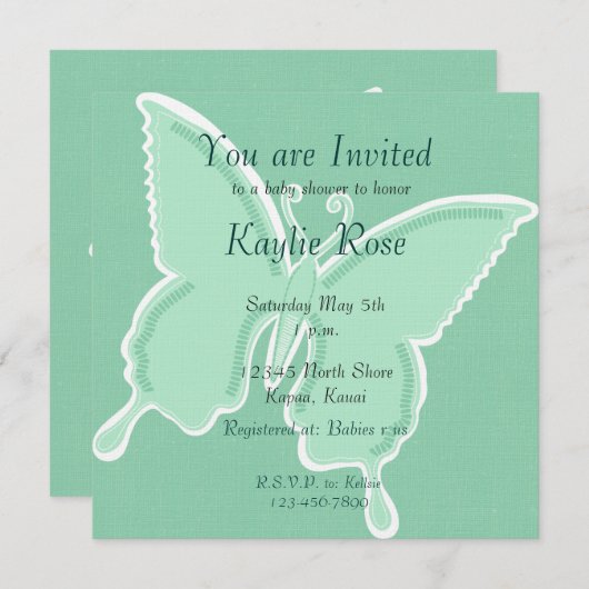 Mint Butterfly Kaart (Voorkant / Achterkant)