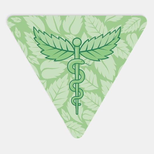 Mint Caduceus met bladeren Achtergrond Sticker