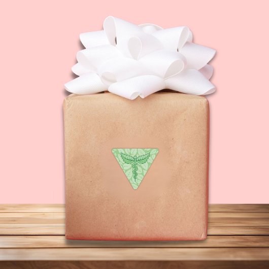 Mint Caduceus met bladeren Achtergrond Sticker