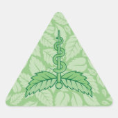 Mint Caduceus met bladeren Achtergrond Sticker (Voorkant)