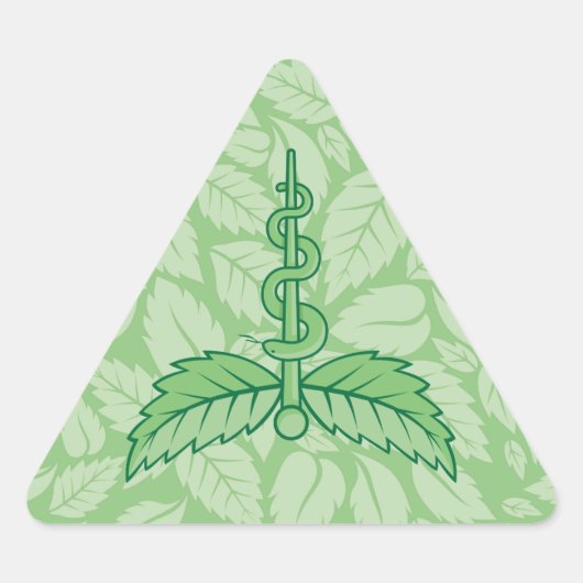 Mint Caduceus met bladeren Achtergrond Sticker (Voorkant)