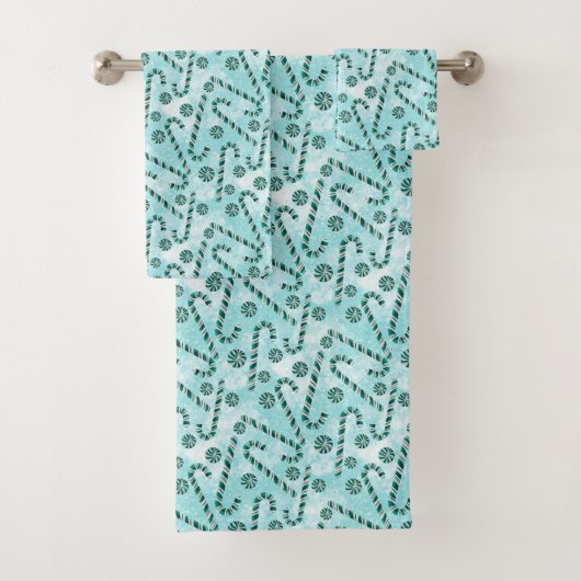 Mint Candy Cane Christmas Mint Candy Cane Kerstmis Bad Handdoek (Insitu)