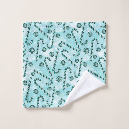 Mint Candy Cane Christmas Mint Candy Cane Kerstmis Bad Handdoek (Wasdoekje)